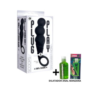 Plug Anal 100% Silicona 15cm + Dilatador Anal Manzana