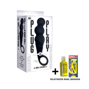 Plug Anal 100% Silicona 15cm + Dilatador Anal Banana