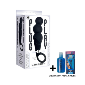 Plug Anal 100% Silicona 15cm + Dilatador Anal Chicle